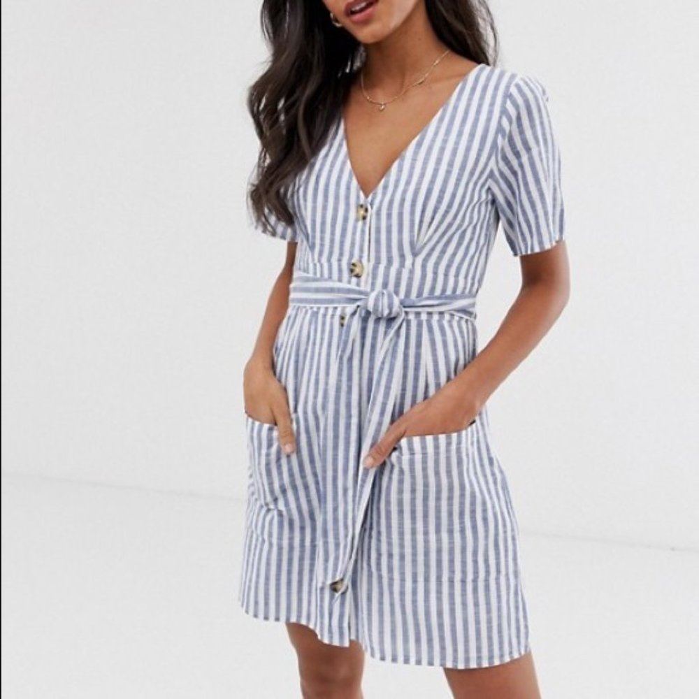 Abercrombie button down striped dress sz med